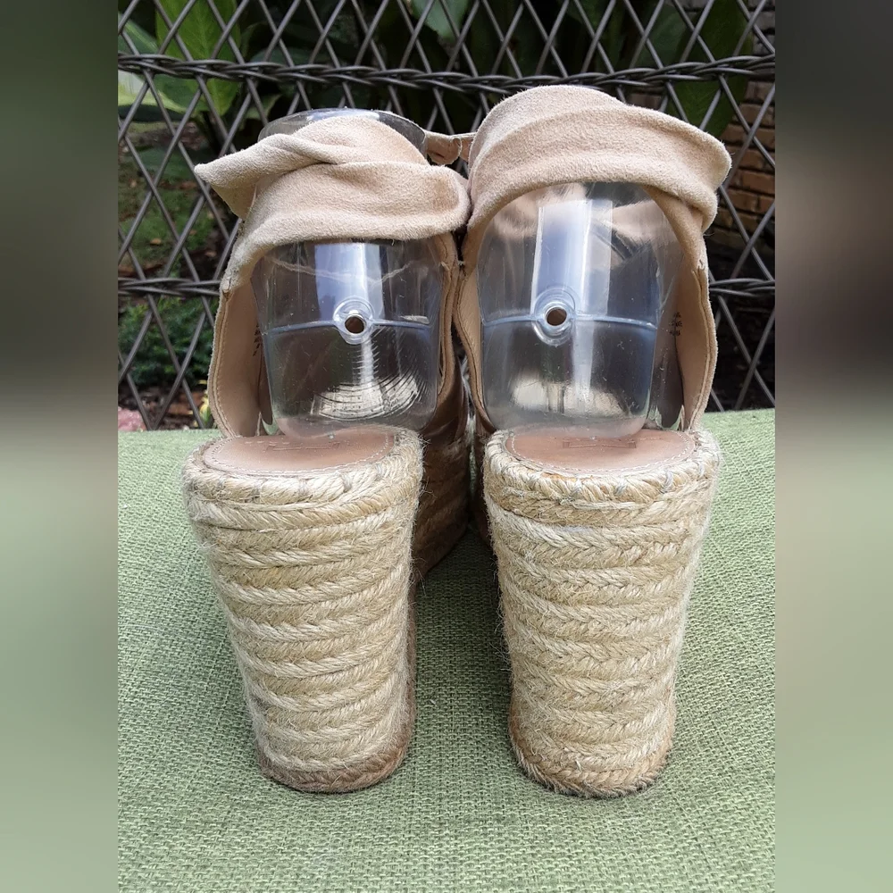 Marc Fisher Landria Leather Suede Espadrille Wedge Sandal.